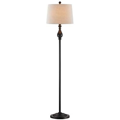 Maxax Floor Lamp, Modern Standing Lighting Dimmable Reading Standing Lamp with Oatmeal Lampshade for Living Bedroom Reading Room, Black