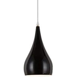 LITFAD Black Teardrop Suspended Light Designers Style Pendant Light Aluminum 1 Light Drop Light Modern Ceiling Hanging Light for Dining Room Restaurant Cafe Bar