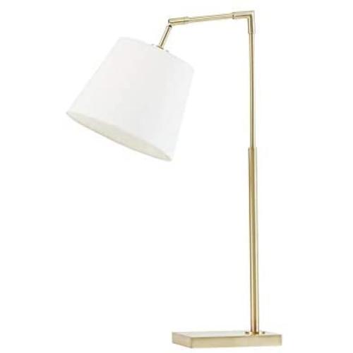 Martha Stewart Kenley Table Lamp Living Room Decor - Angular Metal Base, Adjustable Tapered Drum Shade, Modern Home Office Desk Lighting, Nightstand Reading Light for Bedroom, 14'' X 10'' X 28.25''