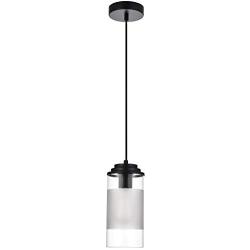 Loclgpm Modern Mini Industrial Pendant Light, Semi Flush Mount Ceiling Lighting Fixture with Matte Glass Shade and Adjustable Stem for Kitchen Island, Dining Room, Living Room, Bedroom, Hallway, Bar