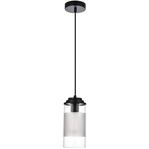 Loclgpm Modern Mini Industrial Pendant Light, Semi Flush Mount Ceiling Lighting Fixture with Matte Glass Shade and Adjustable Stem for Kitchen Island, Dining Room, Living Room, Bedroom, Hallway, Bar