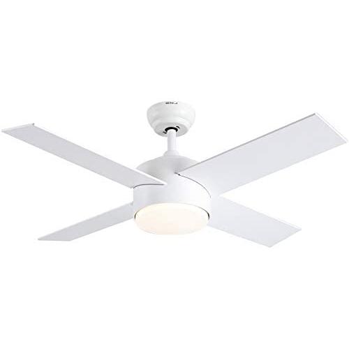 Ceiling Fan with Lights and Remote Control,SNJ 44 Inch Modern Ceiling Fan for Living Room Bedroom Dining Room,Indoor(White)