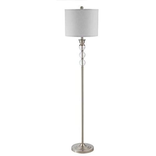 WINGBO Modern Floor Lamp 3 Stacked Glass Ball Free Standing Floor Lamps with Drum Shade, Tall Pole Light for Living Room Bedroom Modern Upright Light with LED Bulb