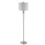 WINGBO Modern Floor Lamp 3 Stacked Glass Ball Free Standing Floor Lamps with Drum Shade, Tall Pole Light for Living Room Bedroom Modern Upright Light with LED Bulb