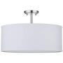 LED White Fabric Drum Shade semi Flush Mount Ceiling Light PS Diffuser with Brushed Nickel Finish, Chandeliers Shade with 20'' 3 Light