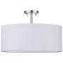 LED White Fabric Drum Shade semi Flush Mount Ceiling Light PS Diffuser with Brushed Nickel Finish, Chandeliers Shade with 20'' 3 Light