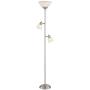 Ellery Modern Torchiere Floor Lamp 3-Light Brushed Steel Frosted White Glass Shades for Living Room Reading Bedroom Office - 360 Lighting