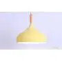 STGLIGHTING Wooden Handle Pendant Light with 15ft Plug-in UL On/Off Dimmer Switch Cord Macaron Yellow Lampshade Light Fixtures Nordic Minimalist Loft Style Lamps for Dining Room Bulbs Not Included