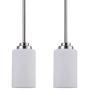1-Light Mini Pendant Lighting Ceiling Fixture, 2 Pack Adjustable Lengths Pendant Light with Brushed Nickel Finish and Frosted Glass Shades Modern Hanging Pendant Lights for Kitchen Island Living Room