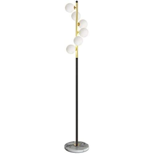 Hsyile Lighting KU300205 White Glass Shade and Marble Base Elegant Modern Creative Floor Lamp for Living Room,Bedroom,Office,6 Lights