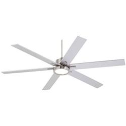 70'' Nucleus Industrial Ceiling Fan with Light LED Remote Control Brushed Nickel for Living Room Kitchen Bedroom Family Dining - Casa Vieja