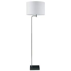 MARTHA STEWART Cheystie Floor Lamp Living Room Decor - Metal, Marble Base, White Drum Shade, Modern Home Office Corner Lighting, Bedside Standing Reading Light for Bedroom, Black, 16''LX16''Wx59.5''H