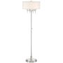 Hartford Modern Floor Lamp Brushed Nickel 4-Light Linen Blend Drum Shade for Living Room Reading Bedroom Office - Possini Euro Design