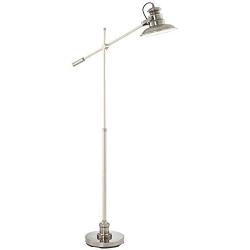 Admiral Modern Pharmacy Floor Lamp Satin Nickel Adjustable Boom Arm Step Switch for Living Room Reading Bedroom Office - 360 Lighting