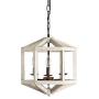 Retro Cottage Wooden Chandelier with 3-Light, Lantern Design, Distressed White Wood Pendant Light for Dining Room, Living Room, Foyer