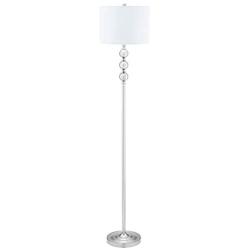 CO-Z Modern Floor Lamp with White Drum Shade, Contemporary Tall Lamp with Silver Steel Balls Stacked, Standing Lamp in Nickel Finish for Living Room, Bedroom, Office