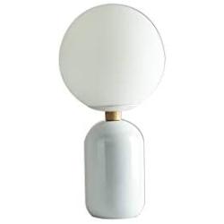 GlanzLight GL-63952-W, Ambient Lighting White Glass Table Lamp, Simplicity Globe Table Lamp, Indoor Decoration Light Fixtures Table Lamps, Living Room/Sofaside Reading Light Desk Lighting, White