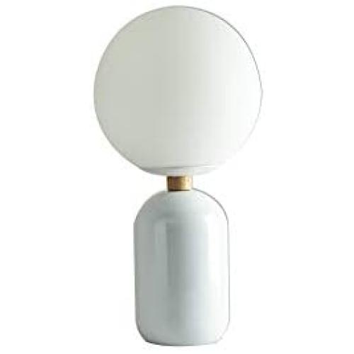GlanzLight GL-63952-W, Ambient Lighting White Glass Table Lamp, Simplicity Globe Table Lamp, Indoor Decoration Light Fixtures Table Lamps, Living Room/Sofaside Reading Light Desk Lighting, White