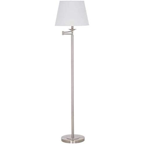 Amazon Brand – Ravenna Home Swing Arm Living Room Floor Lamp With LED Light Bulb - 58 Inches, Brushed Steel