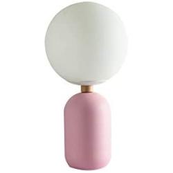 GlanzLight GL-63952-P, Spherical Glass Table Lamp, Modern Simple Macaron Color Desk Lights, Minimalist White Glass Shade Reading Light Work Lights, Pink