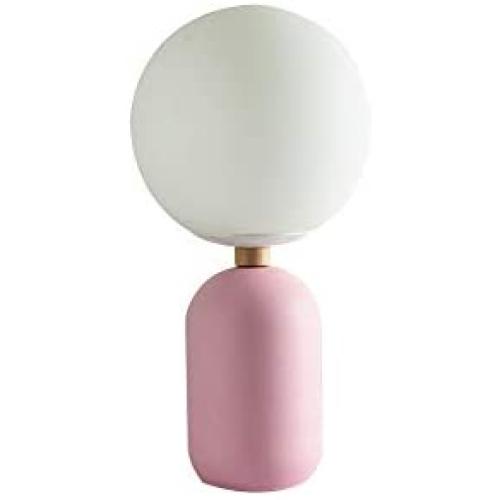 GlanzLight GL-63952-P, Spherical Glass Table Lamp, Modern Simple Macaron Color Desk Lights, Minimalist White Glass Shade Reading Light Work Lights, Pink