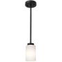 TODOLUZ Black Single Island Pendant Light with Opal White Cylinder Shades Mini Ceiling Hanging Light Fixture for Kitchen Diving Room Study Loft