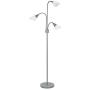 Catalina Lighting 21430-000 Modern 3 Floor Lamp with Adjustable Reading Lights Silver Base and White Shades, 70.25''