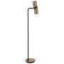 Henn&Hart FL0162 Modern, Contemporary Floor Blackened Bronze with Brass Metal Shade for, Bedroom, Living Room, Office, Study Lamp, Black