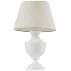 MARTHA STEWART Ingrid Table Lamp Living Room Decor - Urn Resin Base, Grey Tapered Drum Shade, Modern Home Office Desk Lighting, Nightstand Reading Light for Bedroom, 16'' X 16'' X 25.75'', Glossy White
