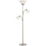 Jordan Modern Torchiere Floor Lamp 3-Light Tree Brushed Steel Alabaster Glass Shades for Living Room Reading Bedroom Office - 360 Lighting