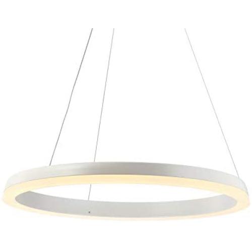 JONATHAN Y JYL7200A Baxter 23.5'' Integrated LED Metal Hoop Pendant Modern,Contemporay,Transitional Dimmable, Adjustable, for Dining, Living Room, Kitchen, Commercial Office, Matte White