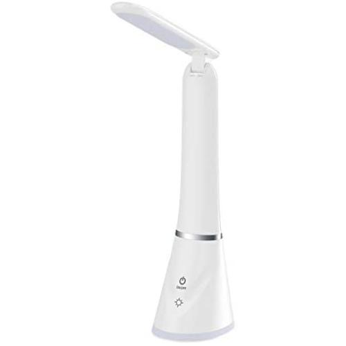 LED Desk Lamp with Night Light, DEEPLITE Desk Light 3 Lighting Modes Stepless Dimming, Table Lamp Battery Operated 5W Touch Control Eye Caring, Portable Reading Light for Dorm Study Office Bedroom