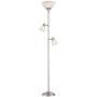 Ellery Modern Torchiere Floor Lamp 3-Light Brushed Steel Frosted White Glass Shades for Living Room Reading Bedroom Office - 360 Lighting