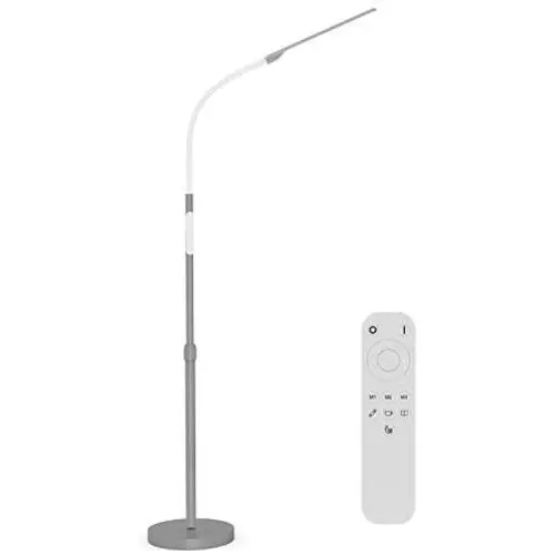 NXONE Led Floor Lamp,Modern Reading Adjustable Standing Height 4 Colors and Stepless Brightness Work Lamp for Living Room Bedroom Reading, Silver