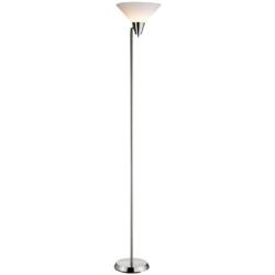 Adesso Swivel Floor Lamp – White Plastic Shade, Smart Outlet Compatible 1 Bulb Lighting Equipment. Home Decor Accessory