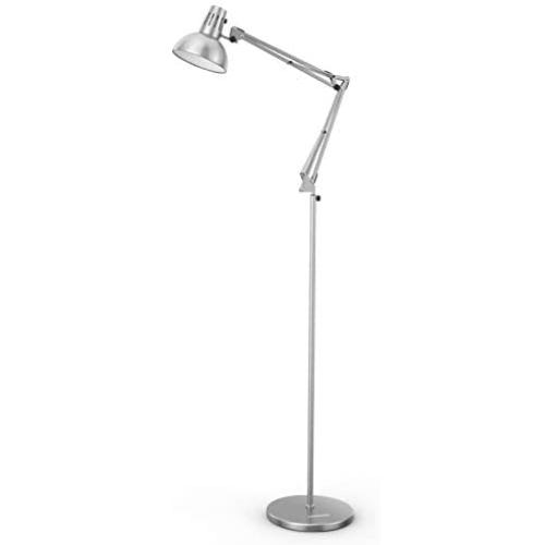 LEPOWER Metal Floor Lamp, Adjustable Architect Swing Arm Standing Lamp with Heavy Duty Base, Eye-Caring Reading/Drawing Lamp with On/Off Switch for Living Room, Bedroom, Study Room, Office (Silver) LEPOWER Metal Floor Lamp, Adjustable Architect Swing Arm Standing Lamp with Heavy Duty Base, Eye-Caring Reading/Drawing Lamp with On/Off Switch for Living Room, Bedroom, Study Room, Office (Silver)