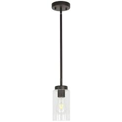 VINLUZ One Light Chandeliers Modern Clear Glass Pendant Lighting Oil Rubbed Bronze Dining Room Lighting Fixtures Hanging Contemporary Lamp Semi Flush Mount Ceiling Lights