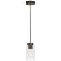 VINLUZ One Light Chandeliers Modern Clear Glass Pendant Lighting Oil Rubbed Bronze Dining Room Lighting Fixtures Hanging Contemporary Lamp Semi Flush Mount Ceiling Lights
