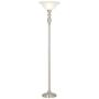 Amazon Brand – Ravenna Home Frosted Glass Living Room Standing Floor Lamp with LED Light Bulb - 69.75 Inches, Brushed Nickel