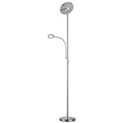 HomeFocus LED Floor Lamp with Reading Lamp,Floor Lamp for Living Room,Bedroom,Office,Reading,Sky Torchiere Floor Lamps,18W+4W Energy Saving,Dimmable,Metal,Satin Nickel