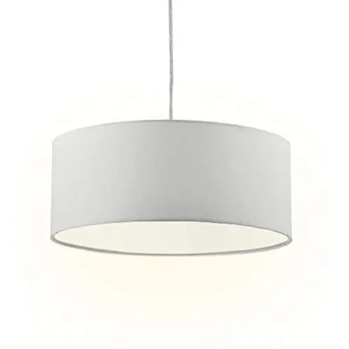 Modern Fabric Pendant Light, 15'' Classic 3-Light Drum Ceiling Chandelier, White Drum Shade, Round Frosted Acrylic Diffuser, Lamps for Living Room Modern Fabric Pendant Light, 15'' Classic 3-Light Drum Ceiling Chandelier, White Drum Shade, Round Frosted Acrylic Diffuser, Lamps for Living Room