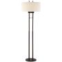 Roscoe Modern Floor Lamp Twin Pole Oil Rubbed Bronze White Drum Shade for Living Room Reading Bedroom Office - Franklin Iron Works