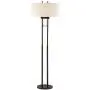 Roscoe Modern Floor Lamp Twin Pole Oil Rubbed Bronze White Drum Shade for Living Room Reading Bedroom Office - Franklin Iron Works