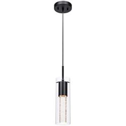 XiNBEi Lighting Pendant Lighting, Modern 1 Light Mini Hanging Kitchen Island Pendant Light with LED Bulb & Bubble Crystal Black Finish XB-P1110-MB