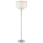 Lindy Modern Floor Lamp Polished Nickel Silver Organza White Linen Double Drum Shade Crystal Dangle for Living Room Reading Bedroom Office - Possini Euro Design Lindy Modern Floor Lamp Polished Nickel Silver Organza White Linen Double Drum Shade Crystal Dangle for Living Room Reading Bedroom Office - Possini Euro Design