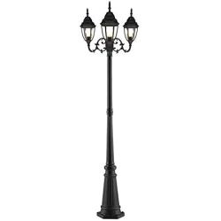 Bomcosy Outdoor Lamp Post Light, Waterproof Outdoor Post Light,Triple-Head Classic Design Black Die-Cast Aluminum Pole Street Light for Garden, Walkway, Backyard, Christmas Decoration Post Lamp