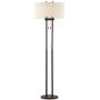 Roscoe Modern Floor Lamp Twin Pole Oil Rubbed Bronze White Drum Shade for Living Room Reading Bedroom Office - Franklin Iron Works