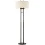Roscoe Modern Floor Lamp Twin Pole Oil Rubbed Bronze White Drum Shade for Living Room Reading Bedroom Office - Franklin Iron Works
