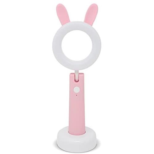 LED Animal Pet Desk Lamp/Night Light/Flashlight for Kids - Adjustable Angle Table Lamp - Book Light for Reading or Studying with 3 Modes, Dimmer, USB Charging, and Auto-Off Timer (Pink Bunny Rabbit)
