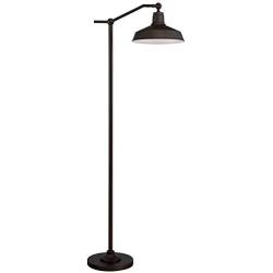 Kayne Modern Downbridge Floor Lamp Satin Bronze Metal Shade Step Switch for Living Room Reading Bedroom Office - 360 Lighting